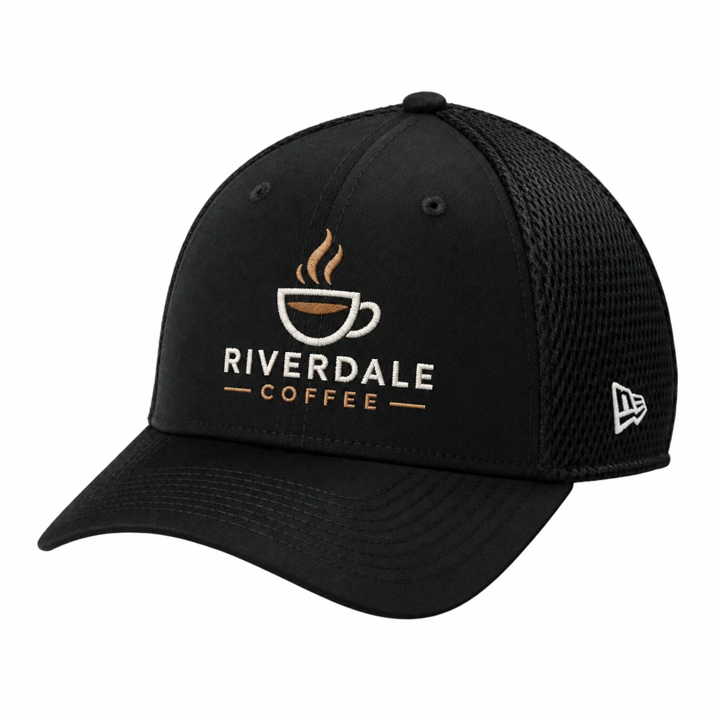 New Era 39THIRTY Performance Stretch Mesh Cap — Style NE1130 embroidery flat in Black