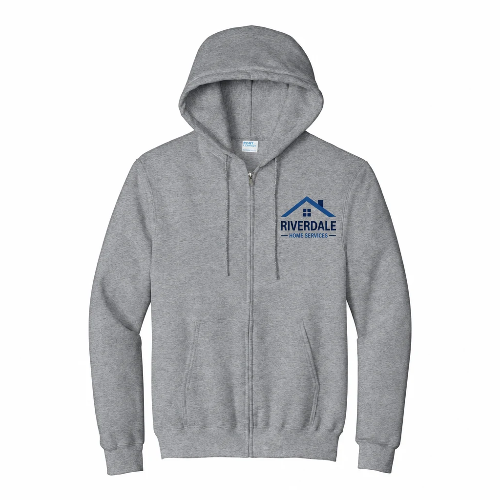 Port & Co Essential Fleece Full-Zip Hooded Sweatshirt — Style PC90ZH printing flat in Athletic Heather