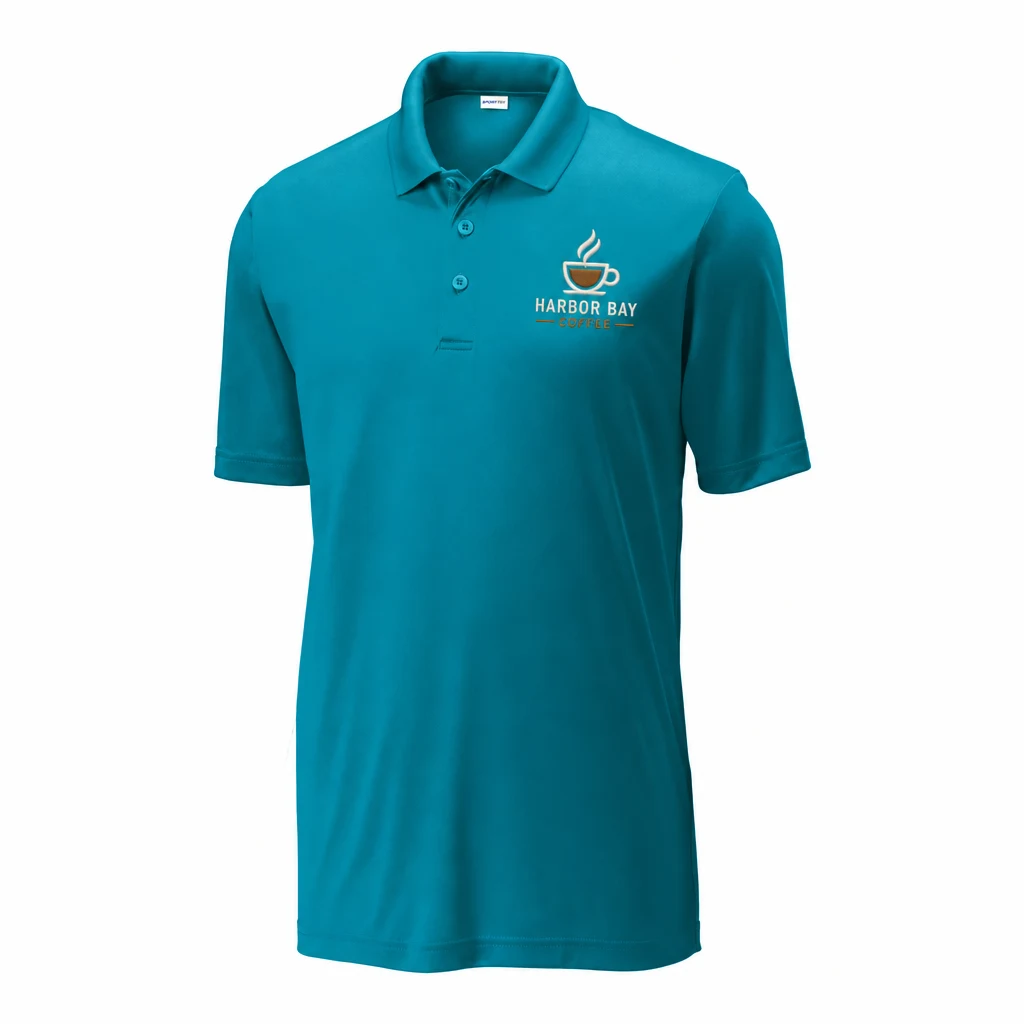 Sport-Tek PosiCharge Competitor Polo — Style ST550 embroidery flat example in Atomic Blue