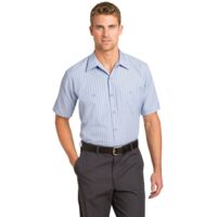 Short Sleeve Striped Industrial Work Shirt Thumbnail