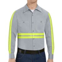 Men's Tall Enhanced Visibility Long Sleeve Cotton Work Shirt Thumbnail