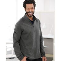 Heathered Quarter-Zip Pullover with Colorblocked Shoulders Thumbnail