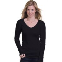Women's USA-Made Deep V-Neck Long Sleeve T-Shirt Thumbnail