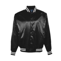 Unisex Satin Baseball Jacket Striped Trim Thumbnail