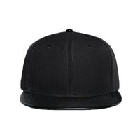 OTTO Wool Blend Twill w/ Faux Leather Round Flat Visor "OTTO SNAP" Six Panel Pro Style Snapback Hat Thumbnail