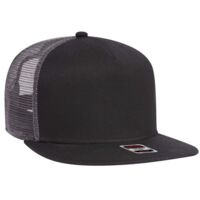 OTTO Superior Cotton Twill Round Flat Visor "OTTO SNAP" Five Panel Pro Style Mesh Back Trucker Snapback Hat Thumbnail